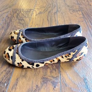 RALPH LAUREN LEOPARD PRINT HAIR CALF FLATS SIZE 7